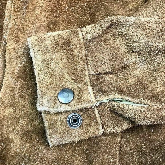 WEEKENDER Vintage Leather Jacket Size 42 Men's Zip-Up Button Sleeves Brown - Picture 3 of 11